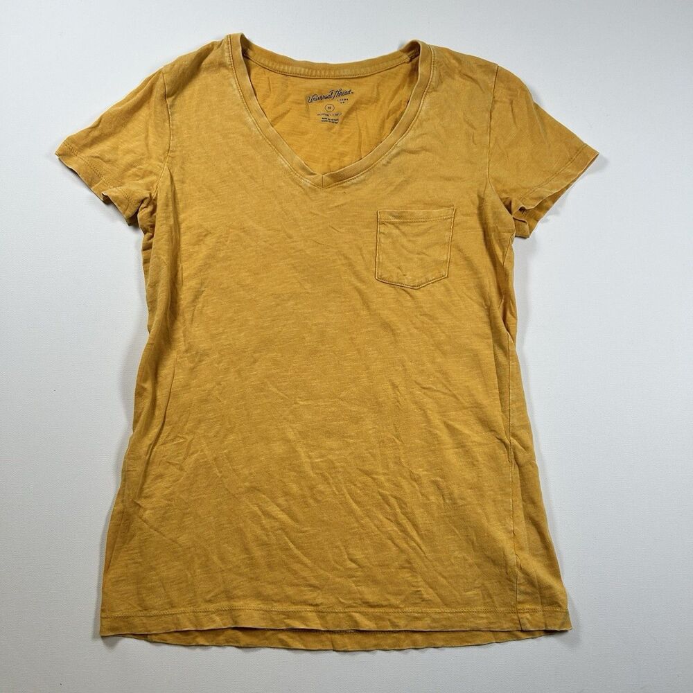 Universal Thread Yellow Monterey V-Neck Pocket Short Sleeve Women's T-Shirt XS